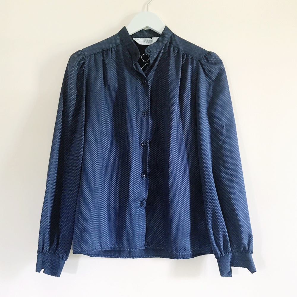 Vintage Adrienne Lemaux Top Navy Blue